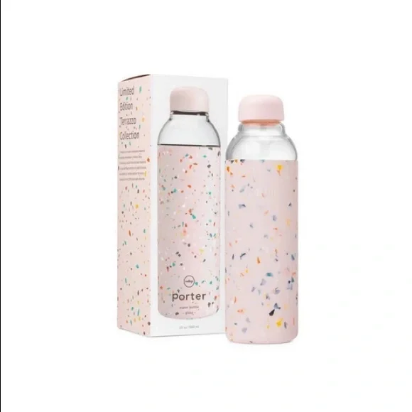 W&P Porter Terrazzo Blush Glass Water Bottle NIB 20 oz - Picture 2 of 5